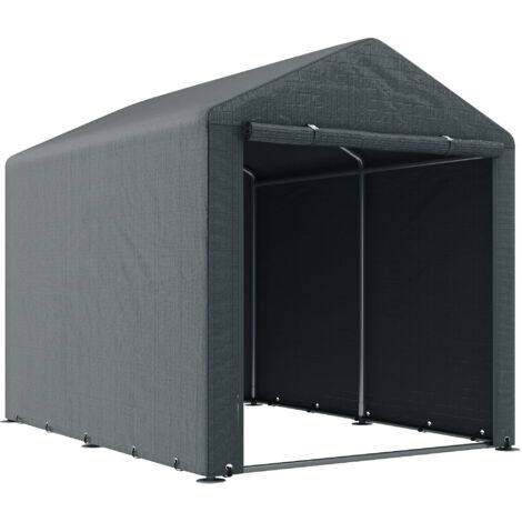 Carpa para Herramientas Bicicletas y Motos 1,6x2,2x1,7 m con 2 Habitaciones Puerta con Cremallera Impermeable Gris (1/5)