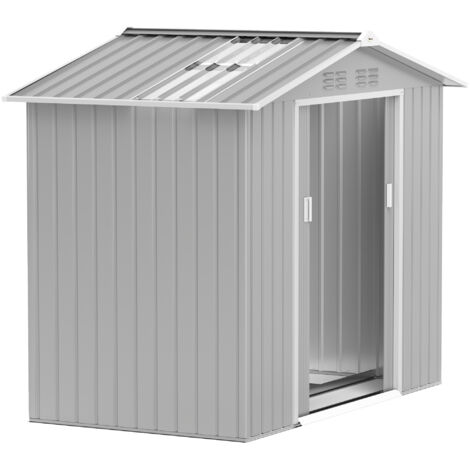 Caseta de Jardín 213x130x185 cm con Puertas Correderas y Claraboya para Almacenamiento de Herramientas Gris Plata (1/5)