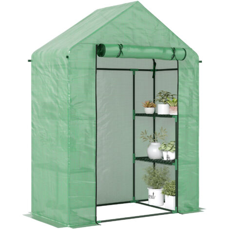 Serra da Giardino in Acciaio e Plastica PE con 4 Ripiani, Funi e Picchetti, 141x72x191 cm, Verde (1/5)