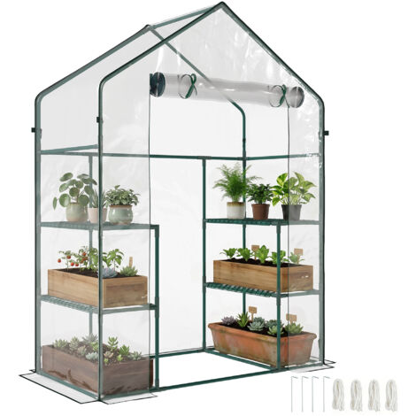 Invernadero de Jardín con 4 Estantes 1 Puerta con Cremallera para Cultivo de Plantas Flores 142x73x195 cm Verde (1/5)