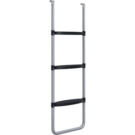 Escalera para Cama Elástica de 3 o 2 Escalones con Escalones Anchos y 2 Ganchos Carga 120 kg 110x32 cm Plata (1/5)