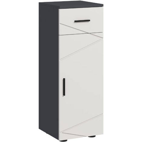 Meuble Colonne Basse Salle de Bain Gris Gain de Place Étagères Modulables
