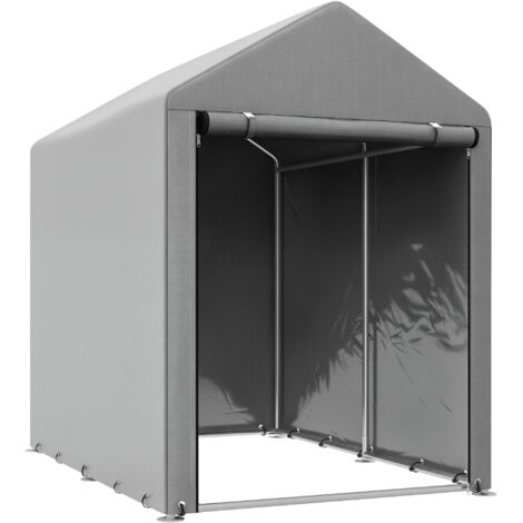 Carpa de Jardín para Bicicletas 1,2x1,8x1,65 m con 2 Habitaciones Puerta con Cremallera Impermeable Anti-UV Gris Claro (1/5)