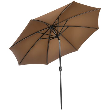 Sombrilla de Jardín con Manivela y Techo Inclinable y para Patio Terraza Exterior Ø300x252 cm Marrón (1/5)