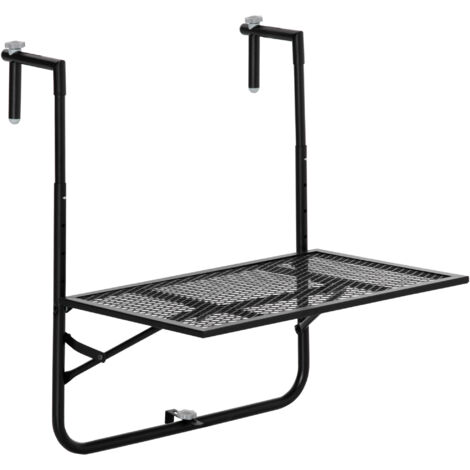 Outsunny Table de balcon suspendue en métal pliable et hauteur réglable dim. 60L x 60P x 57-72H cm - noir (1/5)