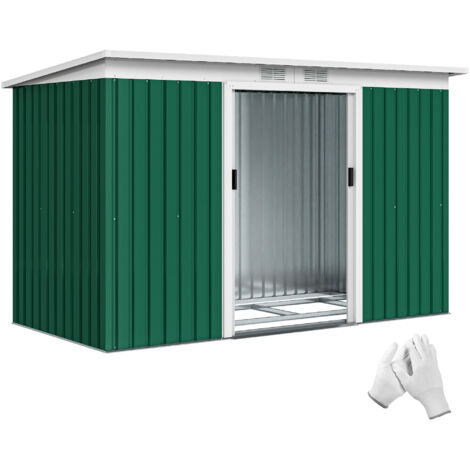 Cobertizo de Jardín 213x130x172 cm Caseta de Exterior Metálica para Almacenamiento de Herramientas Verde Oliva (1/5)