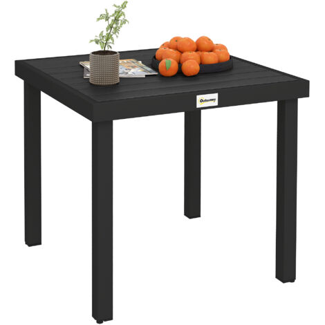 Table à manger de jardin pour 4 personnes, en aluminium, 78 x 78 x 74 cm, noir (1/5)