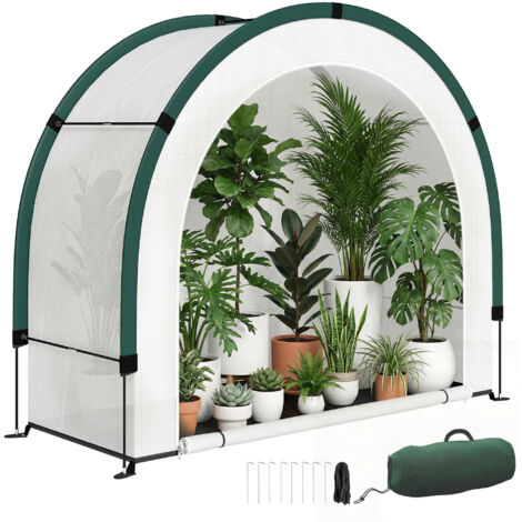 Serre de Jardin Pliable et Portable, Petite Serre de Balcon en Bâche PE et Porte Zippée, 200 x 80 x 164 cm, Vert (1/5)
