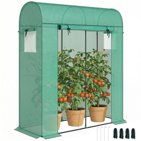 Serre de Jardin, Petite Serre de Balcon en Bâche PE et Châssis Acier, Porte Roulante et Fenêtres 170 x 68 x 200 cm, Vert (1/5)