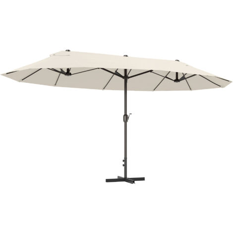 Parasol de jardin XXL avec pied en croix parasol grande taille 4,6L x 2,7l x 2,4H cm acier polyester crème (1/5)