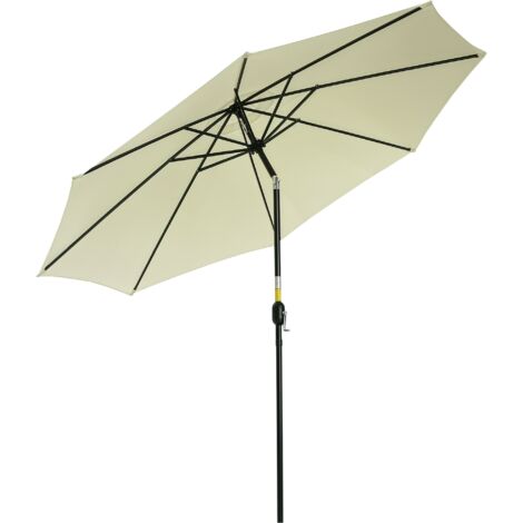 Ombrellone da Esterni Inclinabile a 8 Stecche con Manovella, Ombrellone da Giardino in Metallo e Poliestere, Ø295x250 cm, Beige (1/5)