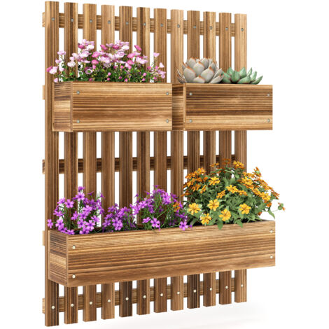 Jardinière murale potager avec 3 bacs massif amovibles 60 x 16 x 80 cm (1/5)