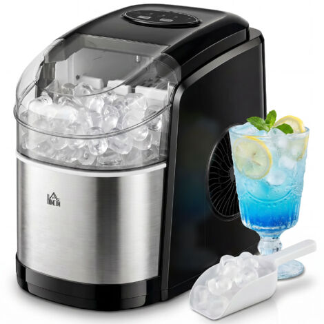 Macchina del Ghiaccio Autopulente da 9 Cubetti in 6-12 Minuti, in PP e Acciaio Inox, 24.2x35.3x33 cm, Nera (1/5)