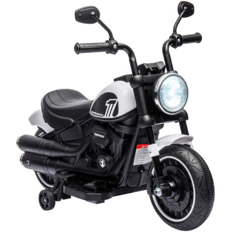 Moto électrique pour enfants 3 km/h 6V avec phare LED 2 roues d'entraînement de 18 à 36 mois avec moteur puissant blanc (1/5)