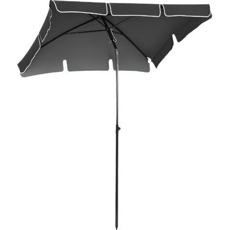 Ombrellone da Giardino Rettangolare 2x1.3 m con Inclinazione Regolabile e Palo in Alluminio, Grigio e Nero (1/5)