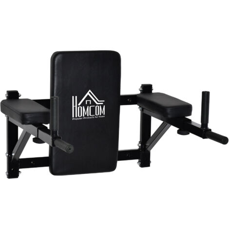 HOMCOM Barra de Musculación para Pared con Brazos Ajustables para hacer Dominadas Flexiones y Crossfit en Casa 70x53-63x48 cm Negro (1/5)