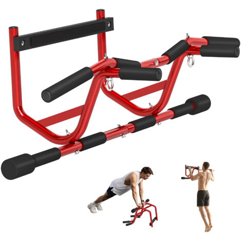 Barra de Dominadas de Pared Carga 150 kg para Ejercicio y Entrenamiento en Casa Gimnasio Rojo y Negro (1/5)