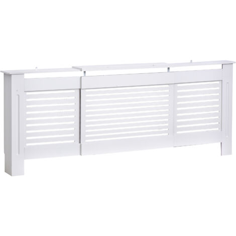 HOMCOM Cache-radiateur Design Contemporain Longueur Extensible 139-208,5 x 20,5 x 82,5 cm MDF Blanc