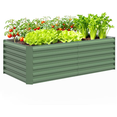Jardinière surélevée en acier galvanisé, lit de jardin avec fond ouvert, 180 x 90 x 57,5 cm, vert clair (1/5)