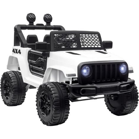 HOMCOM Voiture électrique Enfant Propulsion arrière 12 V 5 Km/h Max. télécommande Incluse Effets Lumineux sonores dim. 100L x 65l x 72H cm Blanc (1/5)