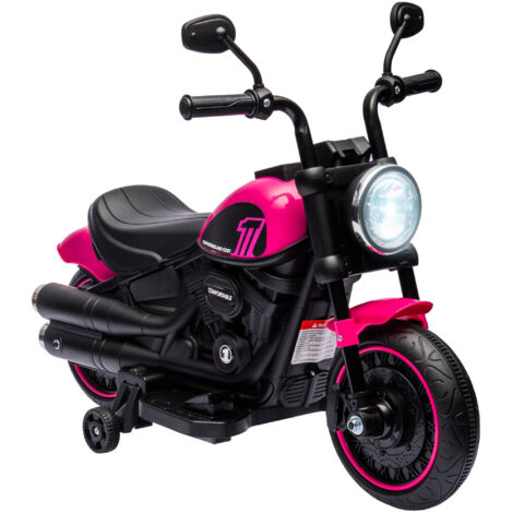 Moto électrique pour enfants 3 km/h 6V avec phare LED 2 roues d'entraînement de 18 à 36 mois avec moteur puissant rose (1/5)
