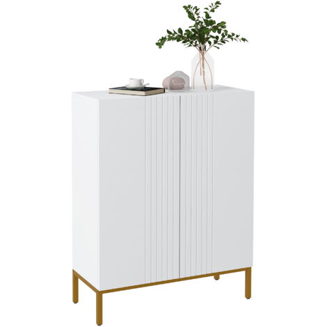 Meuble à chaussures 20 paires, armoire à chaussures moderne avec portes à fermeture douce, étagères réglables, blanc (1/5)