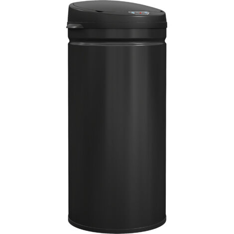Poubelle cuisine automatique 42L acier inoxydable, poubelle à couvercle à fermeture en douceur, 30,5x30,5x68cm, noir (1/5)