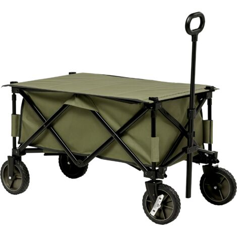 Carrello da Giardino 125L Pieghevole con Maniglia e 5 Sacche, 108x55x93 cm, Verde (1/5)