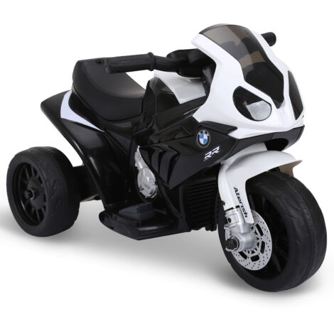 HOMCOM Moto électrique enfants sous licence BMW S1000 RR, 3 roues, 6V et 2,5 Km/h, voiture électrique enfants avec effets lumineux et sonores, moto enfant, charge max. 20 kg, noir (1/5)