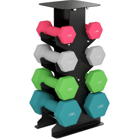 Juego de Mancuernas 2x1kg 2x2kg 2x3kg 2x4kg con Soporte de Almacenamiento para Ejercicio Entrenamiento Multicolor (1/5)