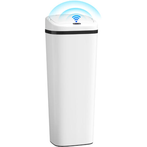 Cubo de Basura Cocina Automático 50 L Estrecha de Acero Inoxidable con Sensor Infrarrojo Modo Manual Antihuellas Blanco (1/5)