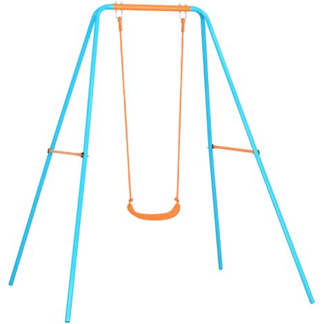 Altalena per Bambini 3-8 Anni da Giardino in Acciaio e PE con Seggiolino e Picchetti, 163x145x181 cm (1/5)