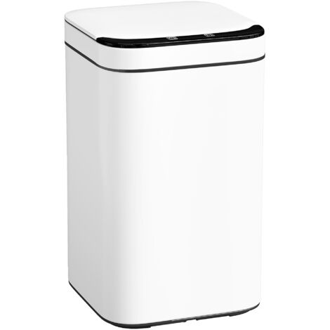 Bidone per Immondizia da 13L con Sensore e Spazio per Deodoranti, in Acciaio e PP, 24x24x41 cm, Bianco e Nero (1/5)