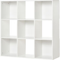 Libreria Bianca per Casa e Ufficio, Scaffale dal Design Moderno con 9 Scomparti , 91.5 x 29.5 x 91.5 cm