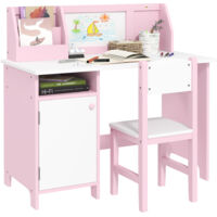 Escritorio Infantil con Silla y Mesa con Organizador y Pizarra Blanca para +5 Años 90x45x85 cm Rosa