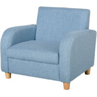 Kindersessel Kindersofa mit Leinen-Optik, massiven füßen Sessel aus Schaumstoff Kinderstuhl für Kinderzimmer, Spielzimmer, 49 x 45 x 44 cm, für Kinder 3-5 Jahre Blau