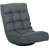 Silla de Suelo Plegable Silla de Lectura Giratoria 360° con Respaldo Ajustable en 5 Posiciones 58x107x79 cm Gris