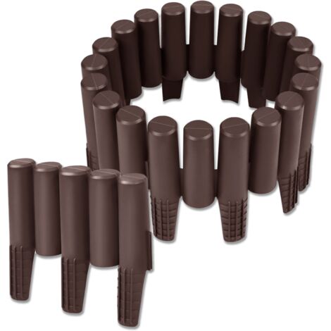Froadp Rasenkante Holzoptik Beeteinfassung Mähkante aus Kunststoff mit Ineinander Greifenden Teilen 28x24cm Flexibler Rasenkantensteine für Blumenbeete Rasenflächen Gartenwege (2.8m, Braun)