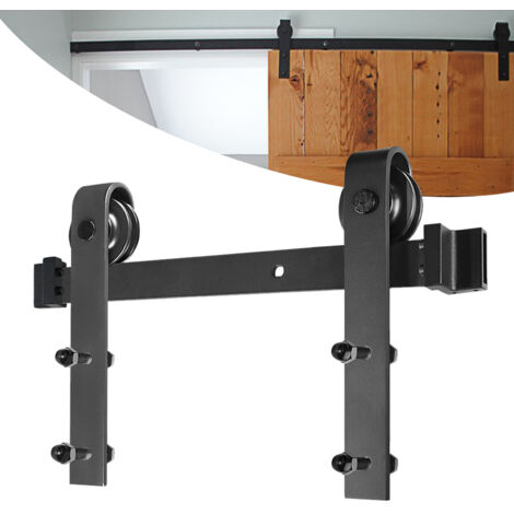 Froadp 183cm Schiebetürsystem Laufschiene Schwarz Schiebetür Hängeschiene aus Kohlenstoffstahl für 35mm-45mm Dicke Holztür Metalltüren Max. Last 130KG