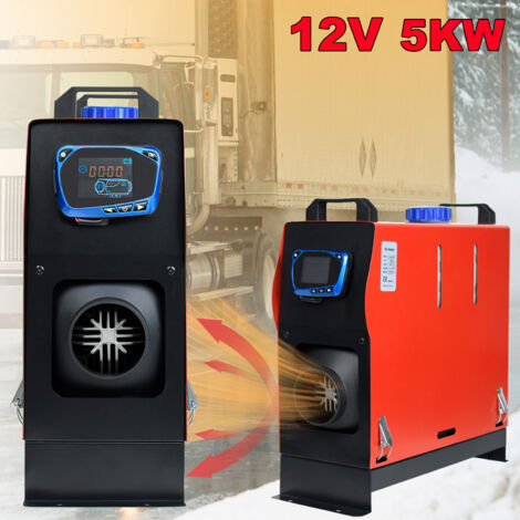Froadp 12V 5KW Diesel Standheizung Lufterhitzer mit Fernbedienung LCD Monitor für KFZ Heizung 5L Diesel Luftheizung Kraftstoffheizung mit Überhitzungsschutz für Wohnmobil PKW LKW Schwarz+Blau