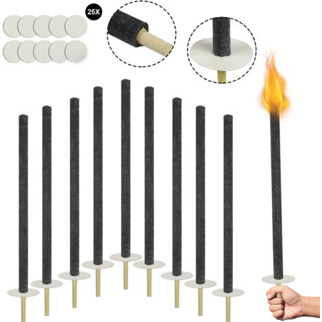 Froadp 72cm Lange Wachsfackeln Brenndauer 100 min Wunderkerzen mit Extra Langem Griff & Handschutz Tragbare Feuerfackel Set Fackeln & Laternen Außen-Dekoleuchten (25 Stück) (1/5)