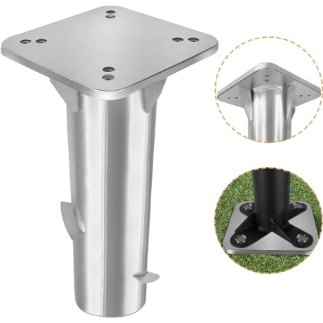 Froadp Universal Bodenhülse Sonnenschirmständer Metall Bodenplatte Sonnenschirm Bodenanker mit Deckel Verdecktes Design Erdspieße Ständer für Kurbelschirm Ampelschirm, Silber