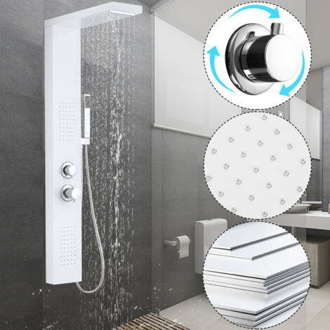 Froadp Regendusche System Edelstahl Gebürstet Duschpaneel Wandmontage Duschset Handbrause Luxus Duscharmatur Set für Bad (Weiß)