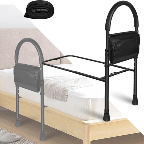 Aufstehhilfe Bett Haltegriffe Hilfsmittel für Senioren 83-113cm Höhenverstellbar inkl. Aufbewahrungstasche Anti-Rutsch Bettgriff, Pflegebett Bettgitter Zubehör für Erwachsene Behinderte NAIZY