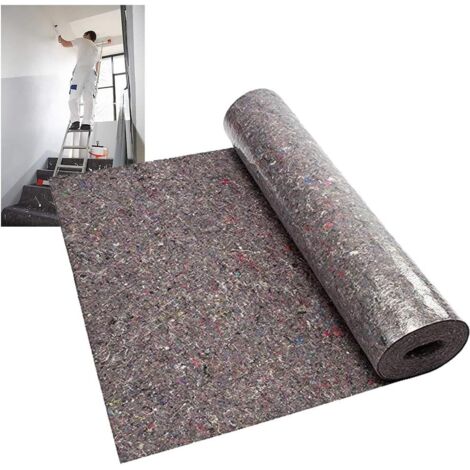 Froadp Telo protettivo per pittura da 50㎡, 180 g/m², copertura in feltro con rivestimento antiscivolo in PE, sottostrato in film, tappeto per la protezione dei pavimenti, per carta da parati e fornitu