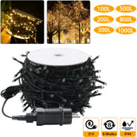 Froadp 100m Guirnalda Luces Exterior 1000 LEDs Cortina Luces con Enchufe y 8 Modos de Iluminación Cadena de Luz IP44 Impermeable Blanco Cálido para Jardín Interior Boda Fiesta de Navidad