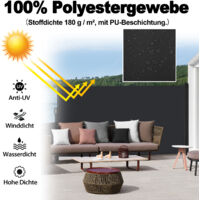 Froadp 180x300cm Toldos de Exterior para Patio Carpas Mampara de Poliéster Resistente Biombos Lateral Retráctil para Balcón y Terrazas Verticales Pergolas Protege la Privacidad y Solar (Antracita)