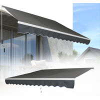 Froadp Toldo de Pinza de 300 cm de Ancho, Toldo para Balcón con Manivela Manual sin Agujeros, Resistente a los Rayos UV, Resistente al Agua, para terraza, Balcón (Gris Oscuro)