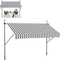 Froadp Toldo de abrazadera Toldo retráctil Manual Protección solar Balcón Sin taladro Protección UV Resistente a la intemperie Altura ajustable Toldo de brazo articulado con manivela para jardín terra