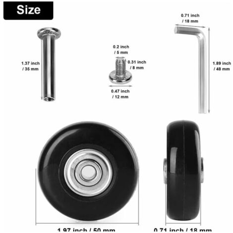 Roues De Rechange Pour Valise - Paire De Roues Universelles - Modèle D019 (8.4 Cm Hauteur, 7 Cm Diamètre) - 10
